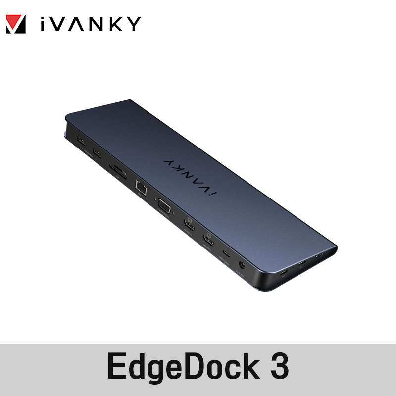 iVanky EdgeDock3; 아이뱅키 엣지독3; 맥북 도킹스테이션,  15-in-1,  트리플 디스플레이, USB-C,  #100W 어댑터,  M1,  M2 듀얼 4K;  썬더볼트 3/4; 디스플레이링크; HDMI 2.0, VGA , 96W, PD 7개, USB 포트,  덕유항공